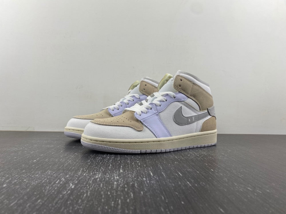 Mid Top Sneakers, White Gray Colorway, Lace Up Design, Casual Gift for Sneaker Fans