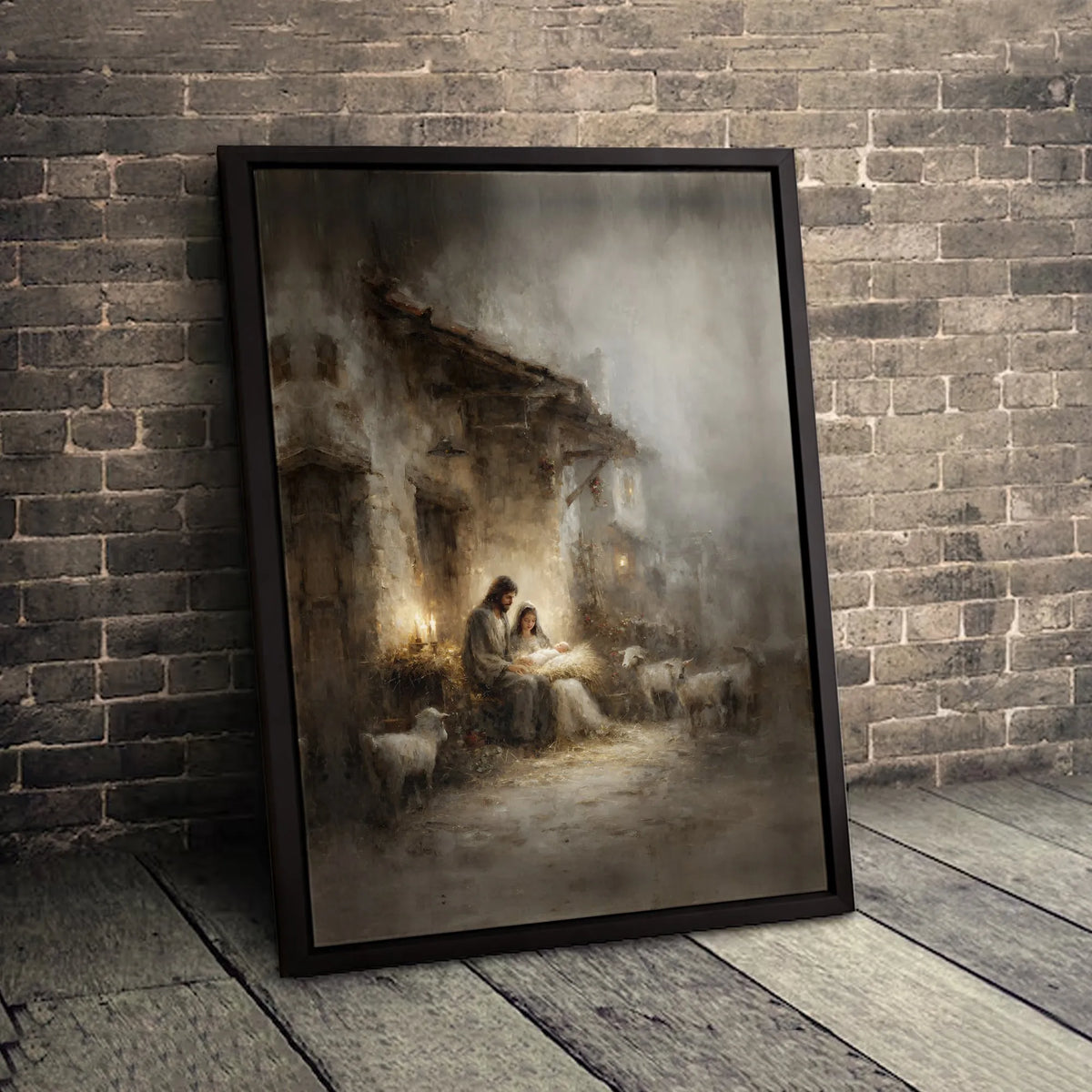 Birth of Jesus Canvas Print, Nativity Scene Canvas Wall Art, Holy Family Religious Wall Decor, Christian Christmas Canvas, Ho