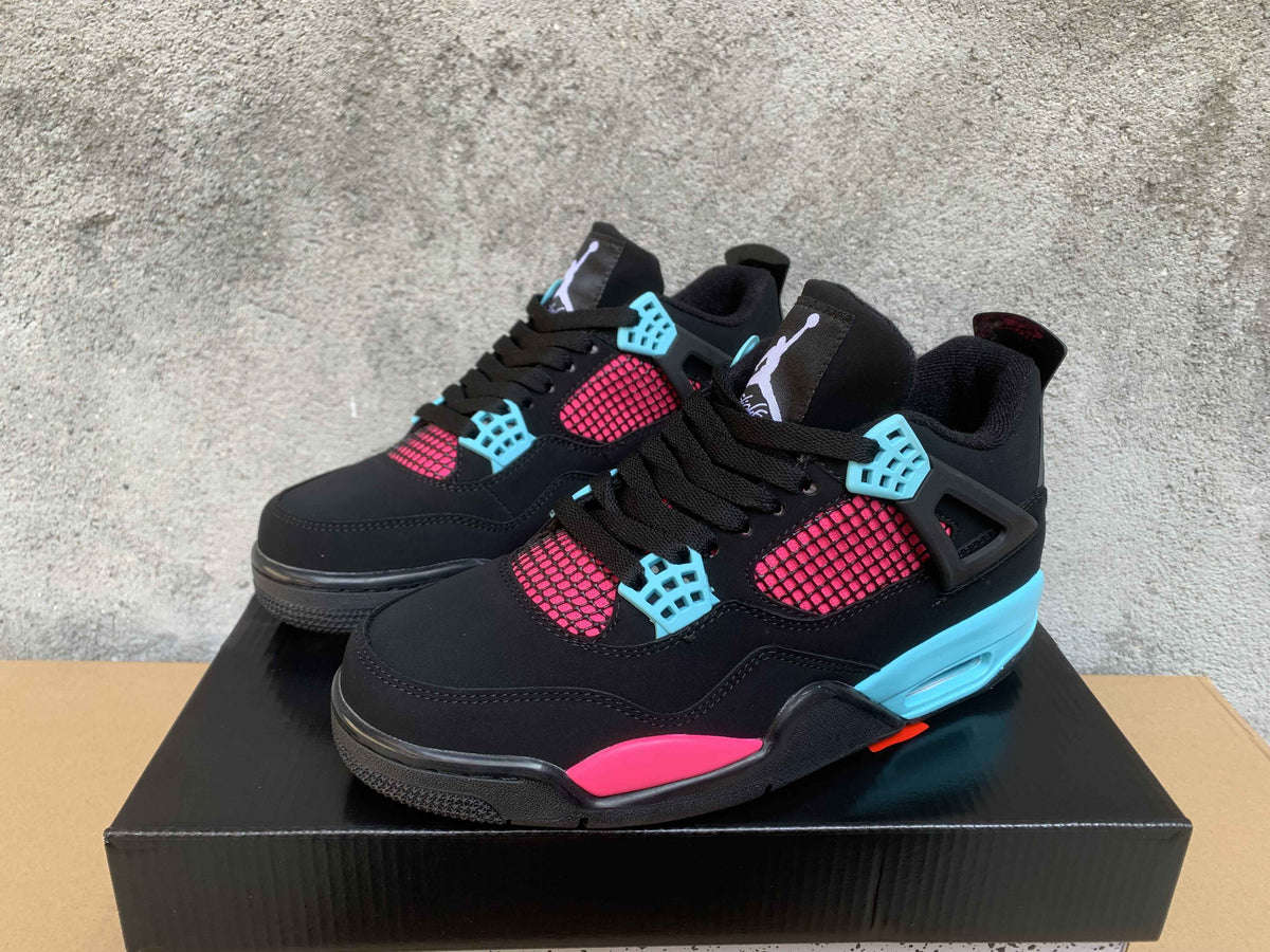Mid Top Sneakers, Black Pink Blue Colorway, Lace Up Design, Casual Gift for Sneaker Fans