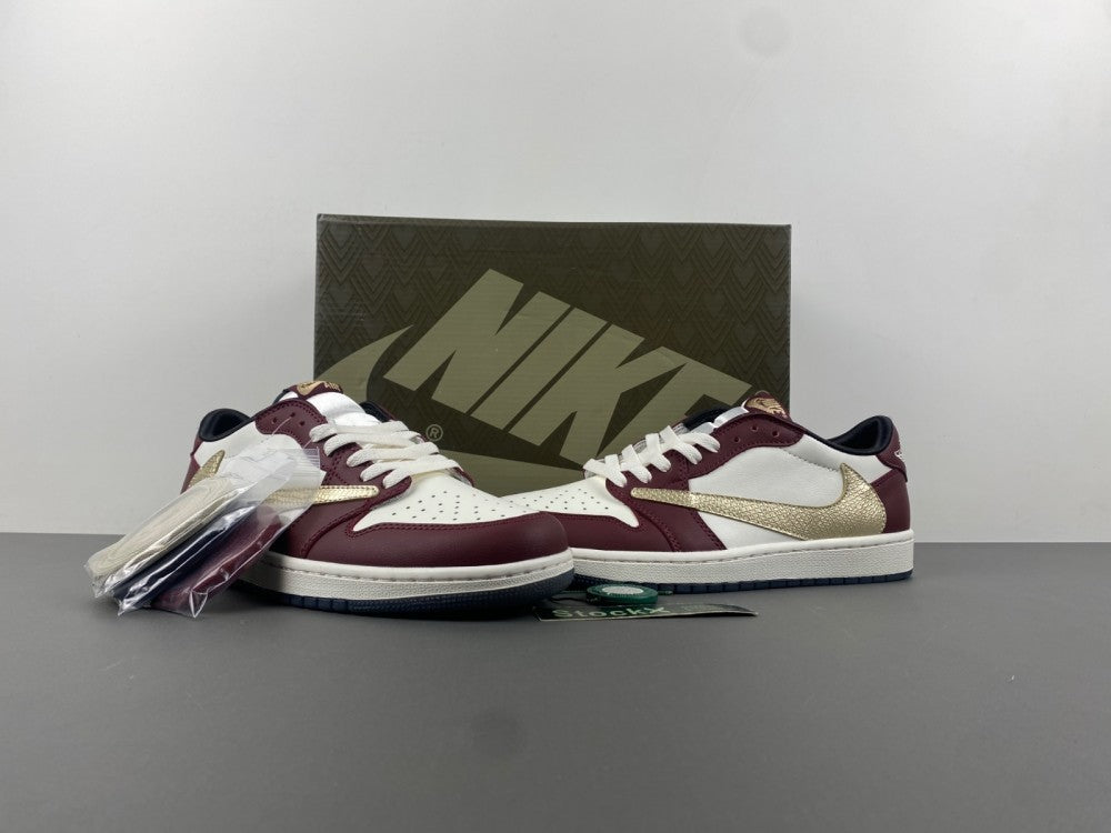 Low Top Sneakers, Burgundy White Gold Colorway, Reverse Hook Design, Lace Up Design, Casual Gift for Sneaker Fans