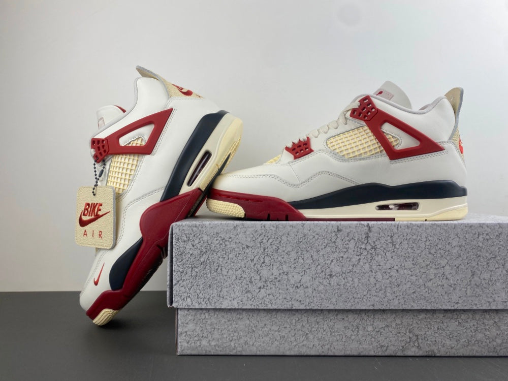 Low Top Sneakers, Beige Red Colorway, Lace Up Design, Casual Gift for Sneaker Fans