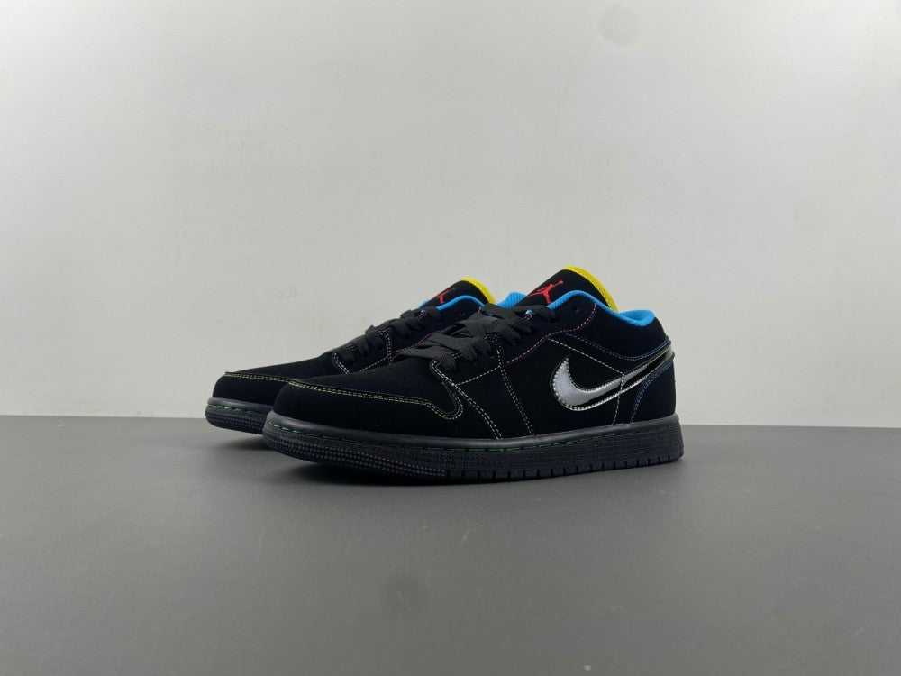 Low Top Sneakers, Black Yellow Colorway, Lace Up Design, Casual Gift for Sneaker Fans