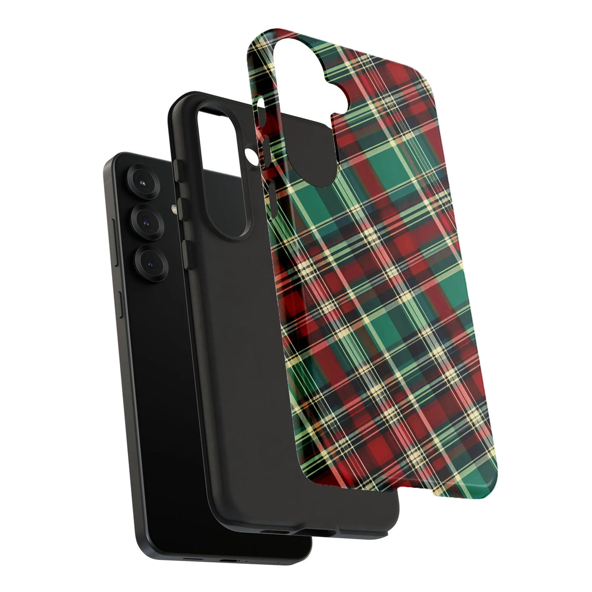 Red Green Tartan Samsung Galaxy Case, Christmas Plaid Phone Case, Holiday Buffalo Check Phone Cover, Winter Festive Case, Pre