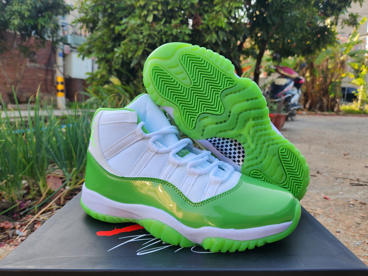 High Top Sneakers, White Green Colorway, Lace Up Design, Casual Gift for Sneaker Fans