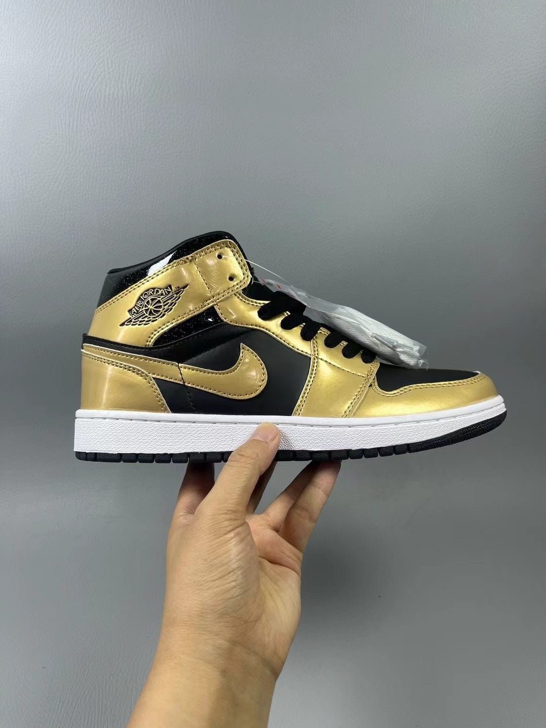 High Top Sneakers, Gold Colorway, Lace Up Design, Casual Gift for Sneaker Fans