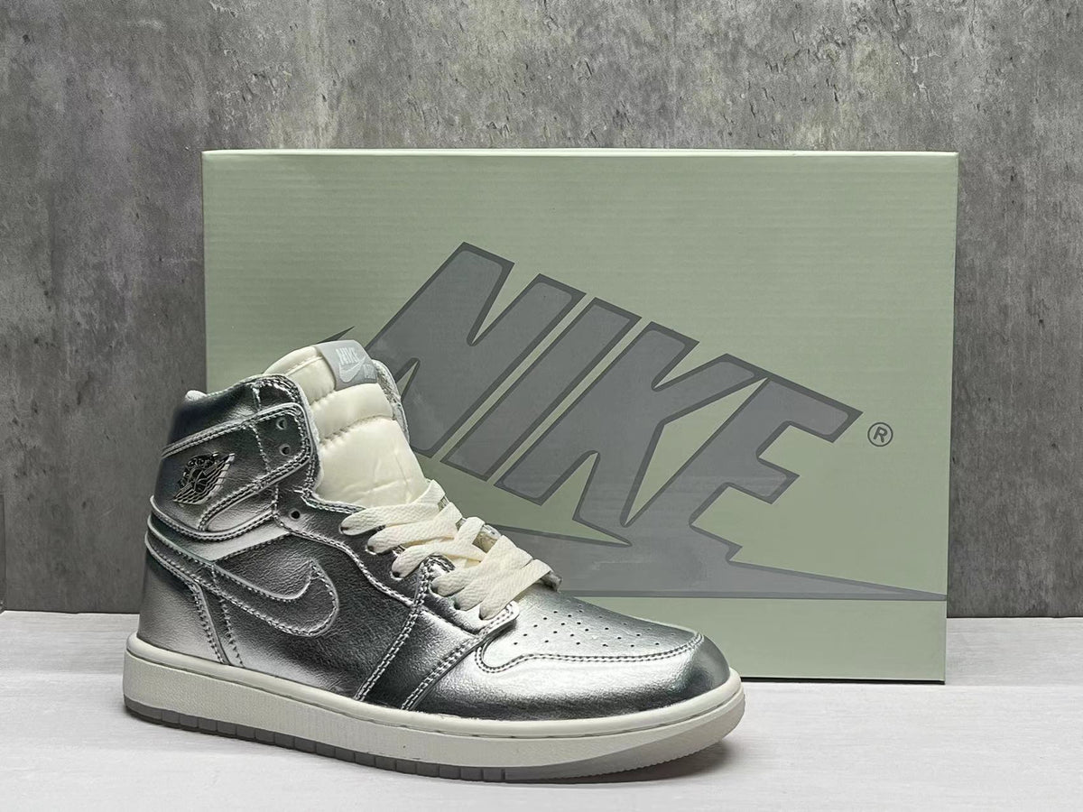 High Top Sneakers, Silver Colorway, Lace Up Design, Casual Gift for Sneaker Fans