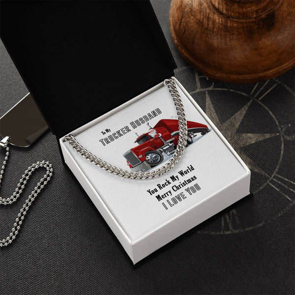 Mens Truck Driver Cuban Chain, Trucker Husband Cuban Link Chain Necklace, Stainless Steel Cuban Link Necklace, Christmas Pres
