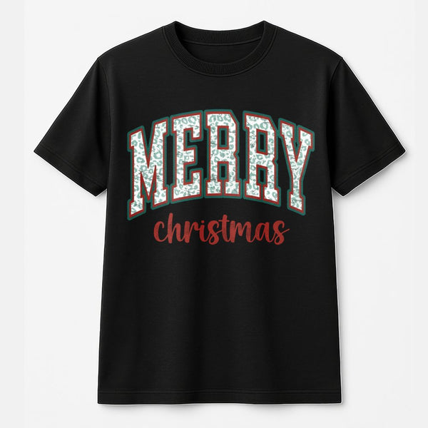 Retro Leopard Print Holiday Graphic Tee, Merry Christmas T-Shirt, Festive Xmas Animal Print Shirt, Adorable Holiday Present f