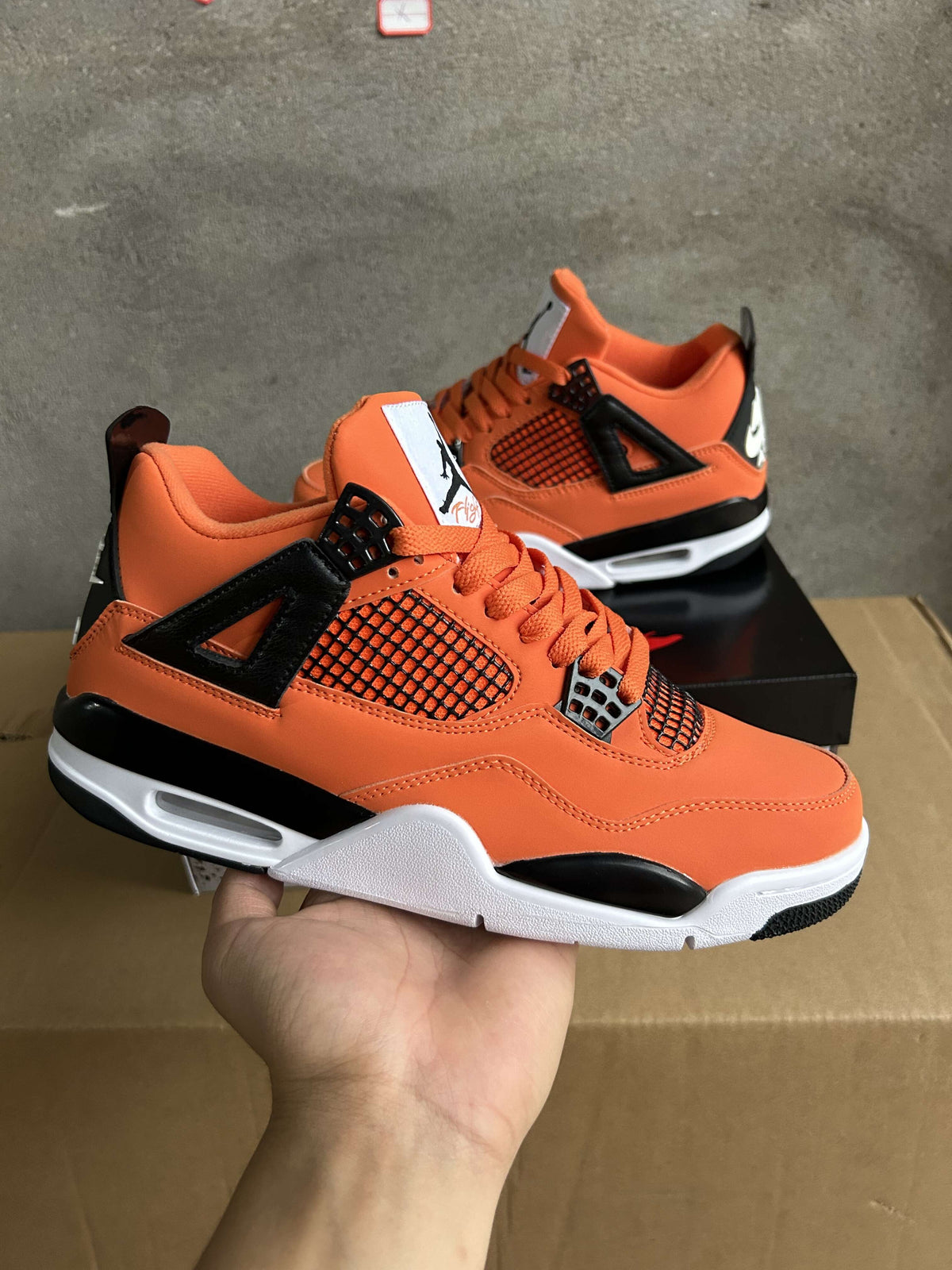Mid Top Sneakers, Orange Black Colorway, Lace Up Design, Casual Gift for Sneaker Fans