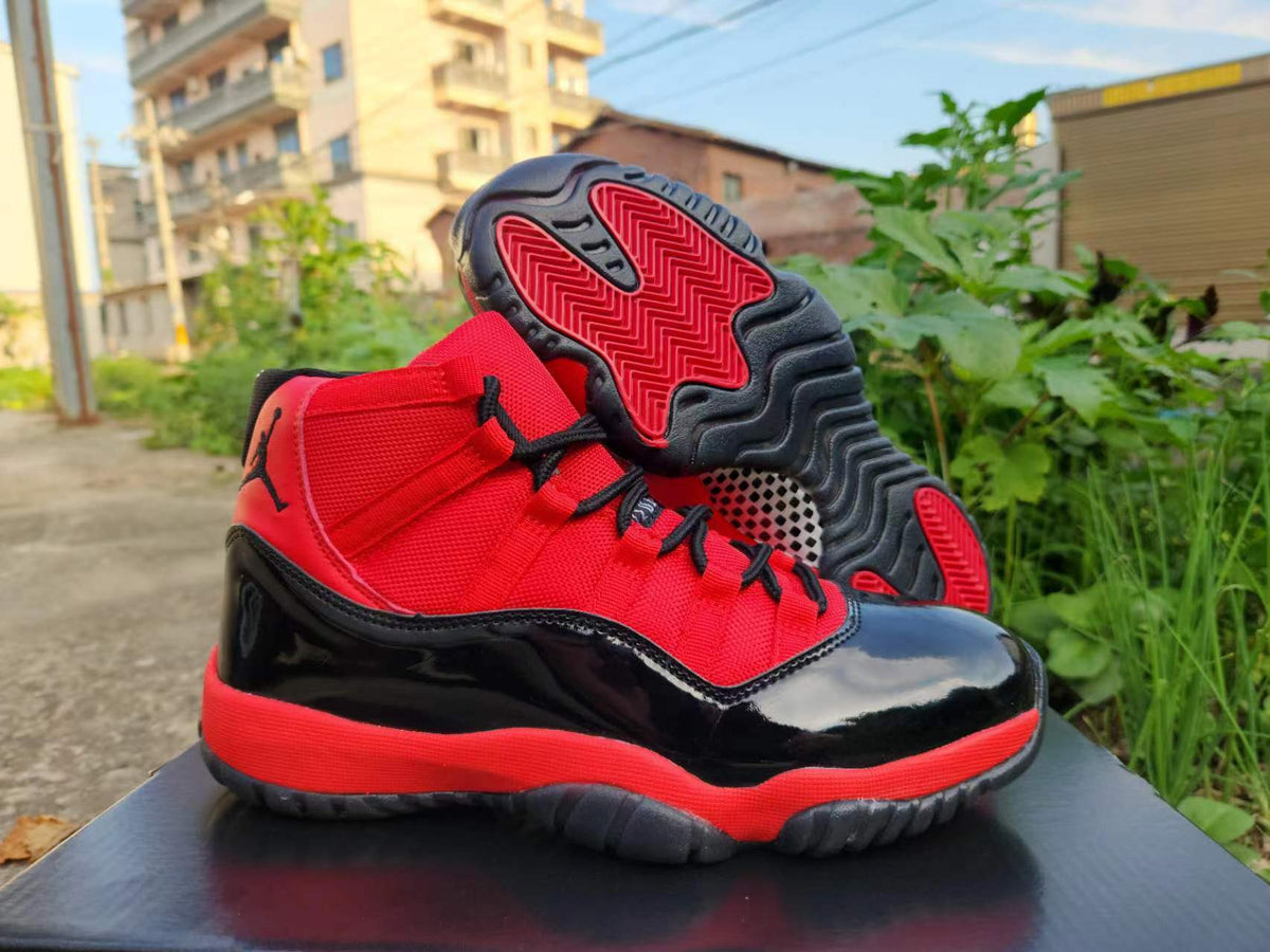 High Top Sneakers, Black Red Colorway, Lace Up Design, Casual Gift for Sneaker Fans