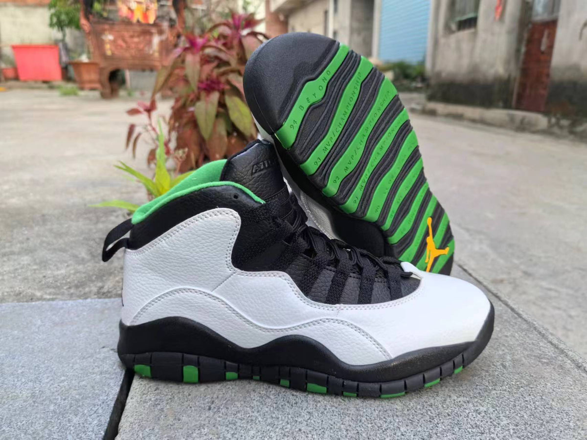 High Top Sneakers, White Black Green Colorway, Lace Up Design, Casual Gift for Sneaker Fans