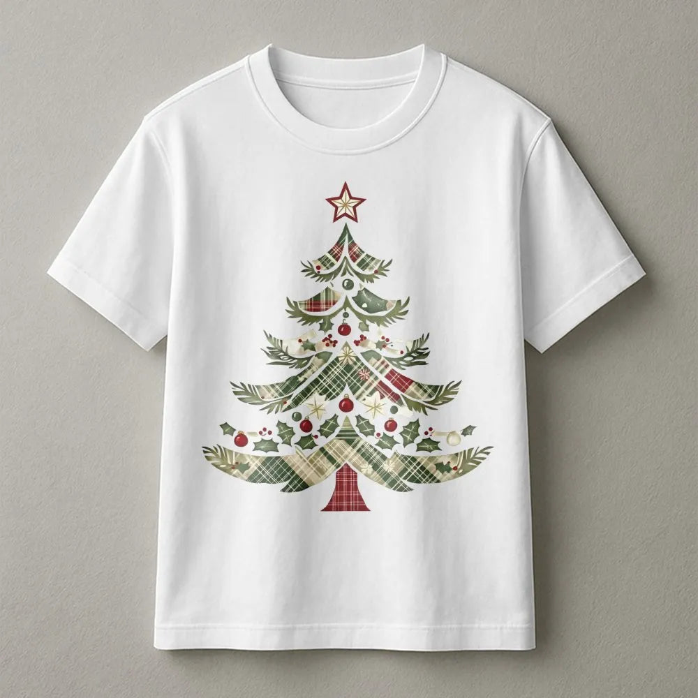 Vintage Buffalo Plaid Holiday Shirt, Rustic Plaid Christmas Tree T-Shirt, Comfy Festive Tree Graphic Tee, Adorable Winter Hol