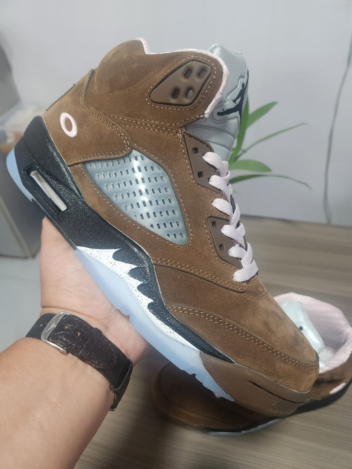 High Top Sneakers, Dark Brown Colorway, Lace Up Design, Casual Gift for Sneaker Fans