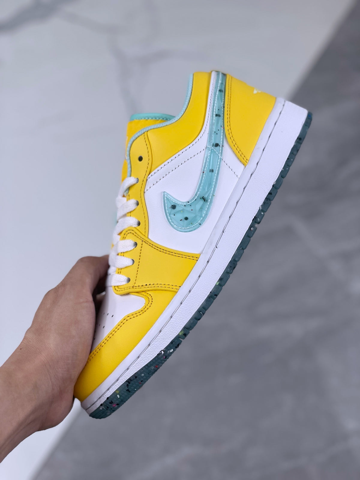 Retro Low Top Sneakers, White Yellow Colorway, Lace Up Design, Casual Gift for Sneaker Fans