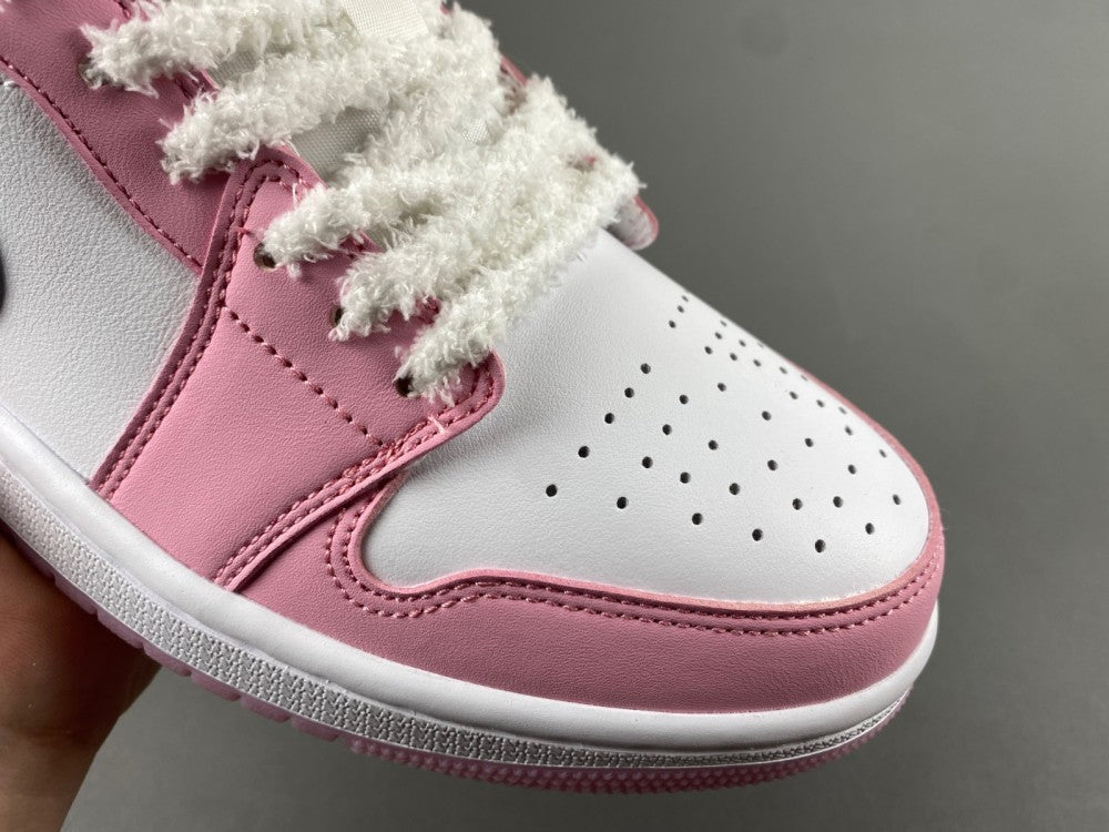 Low Top Sneakers, White Pink Colorway, Lace Up Design, Casual Gift for Sneaker Fans