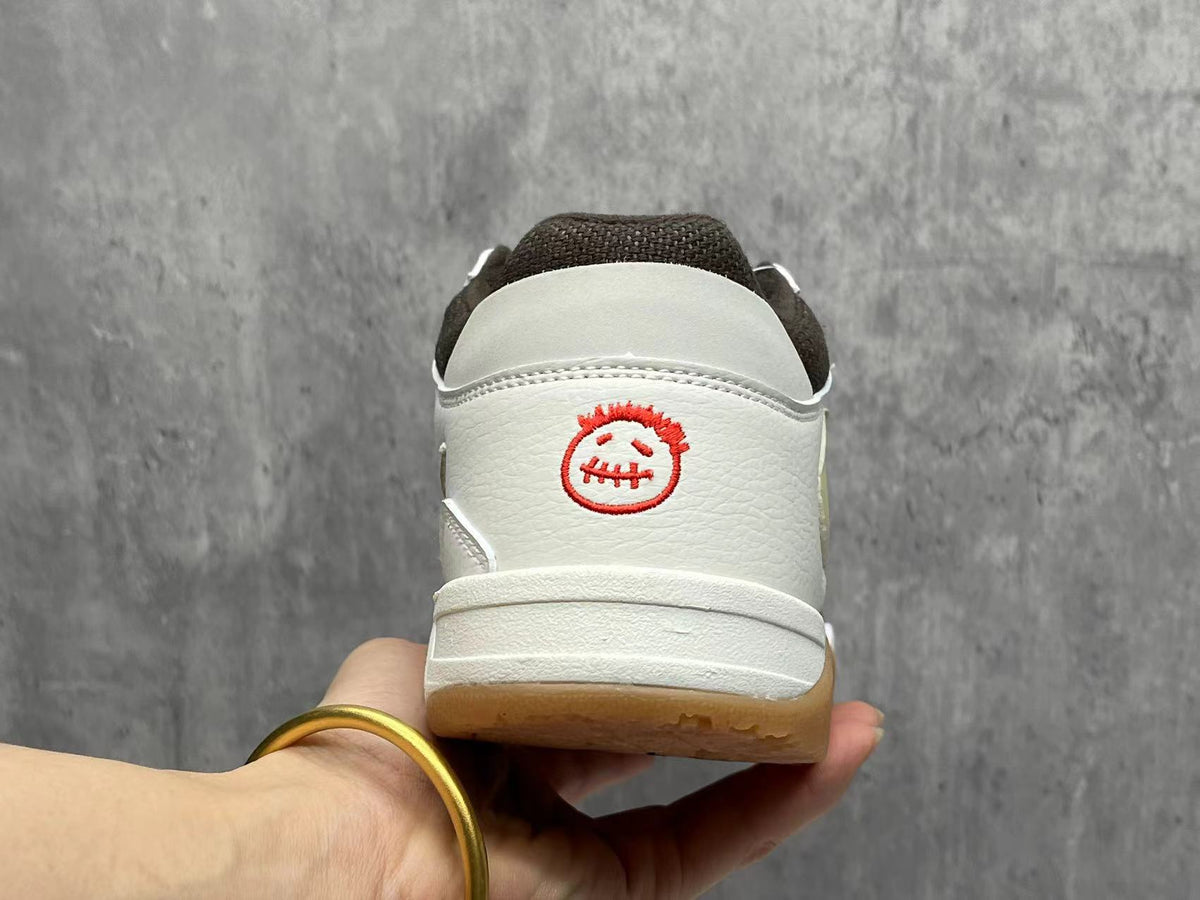Low Top Sneakers, White Brown Colorway, Reverse Hook Design, Lace Up Design, Casual Gift for Sneaker Fans