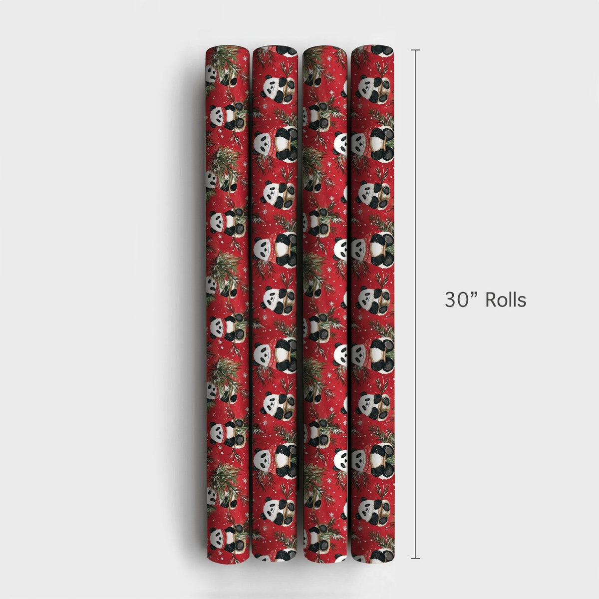Scarf Panda Bear Holiday Gift Wrap, Red Christmas Panda Wrapping Paper, Adorable Winter Panda Wrapping Paper, Festive Animal 