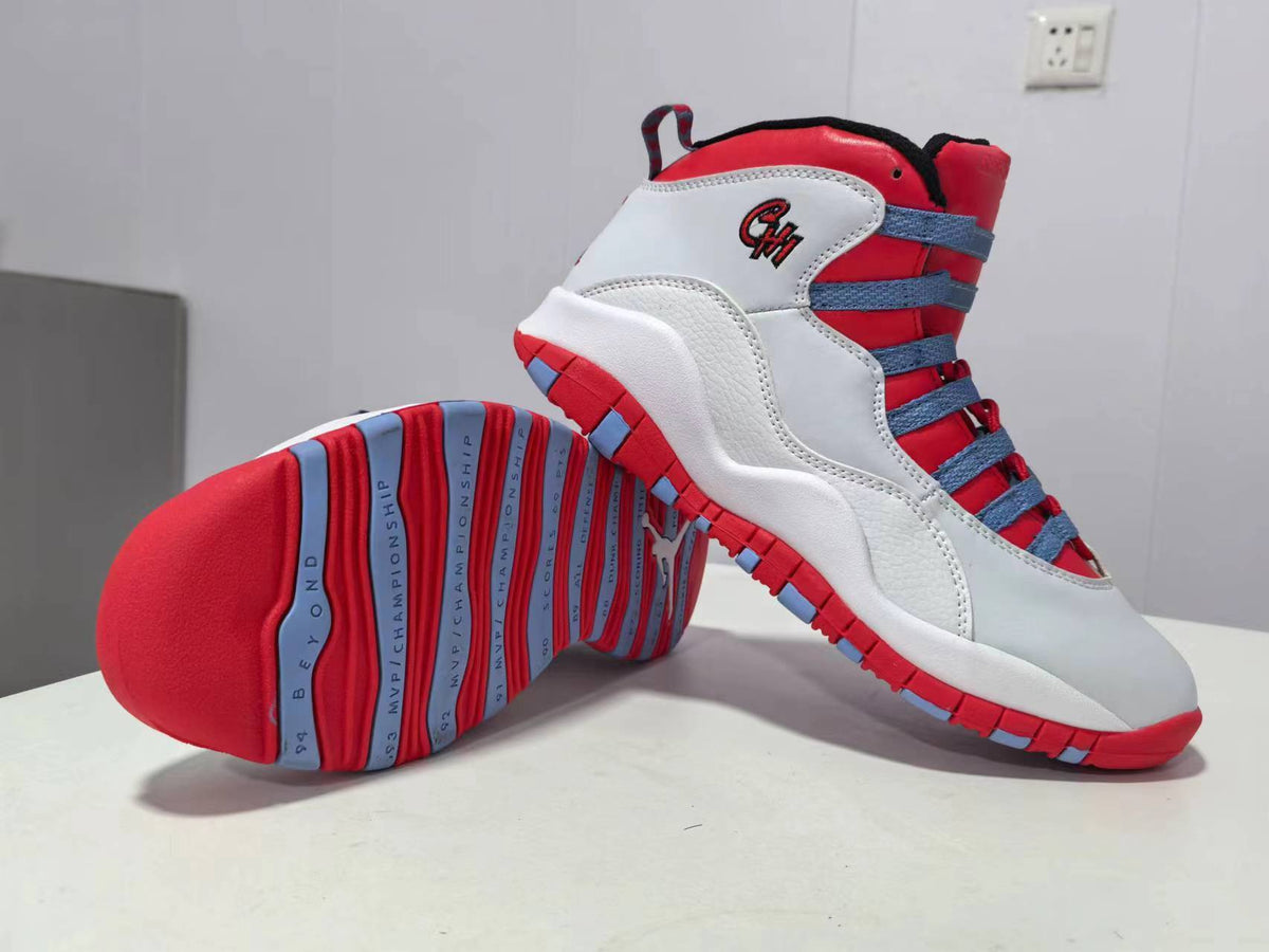 High Top Sneakers, White Red Blue Colorway, Lace Up Design, Casual Gift for Sneaker Fans