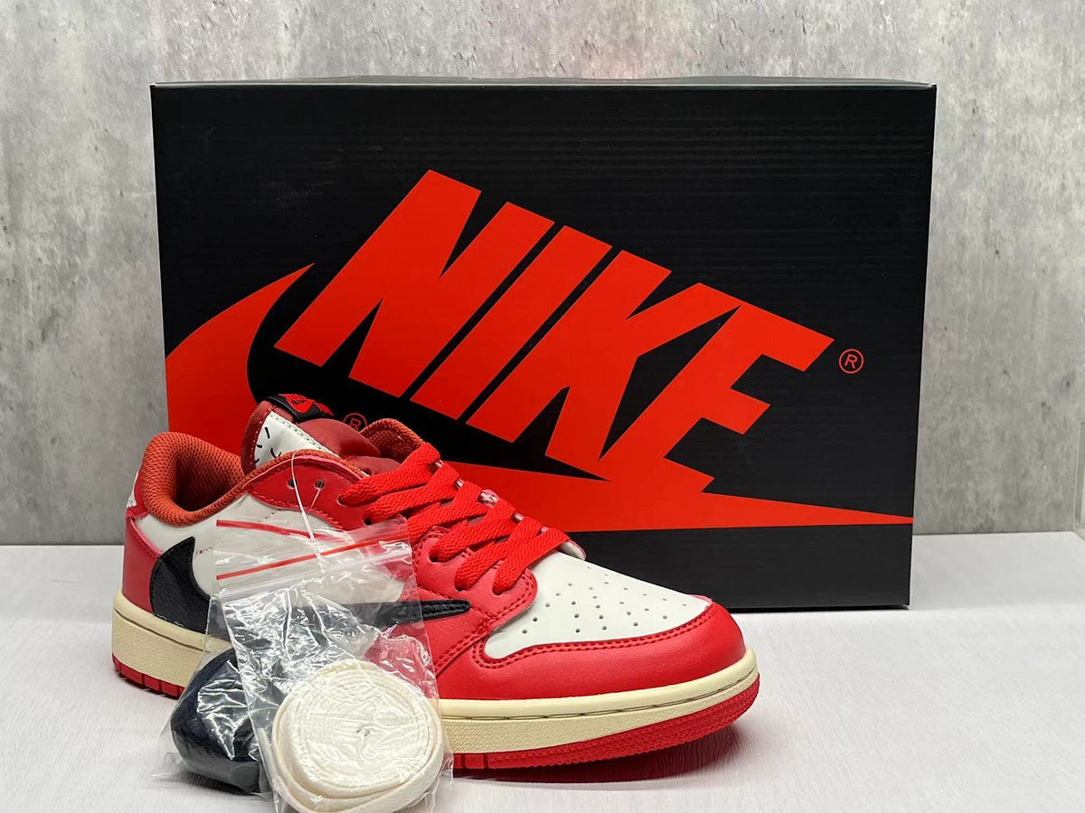 Low Top Sneakers, Red White Colorway, Reverse Hook Design, Lace Up Design, Casual Gift for Sneaker Fans