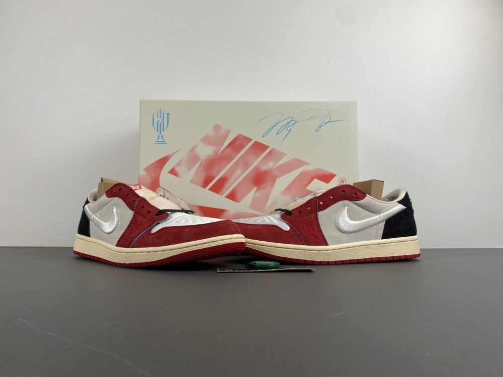 Low Top Sneakers, White Red Colorway, Lace Up Design, Casual Gift for Sneaker Fans