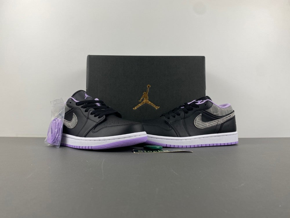 Retro Low Top Sneakers, Black Purple Colorway, Lace Up Design, Casual Gift for Sneaker Fans