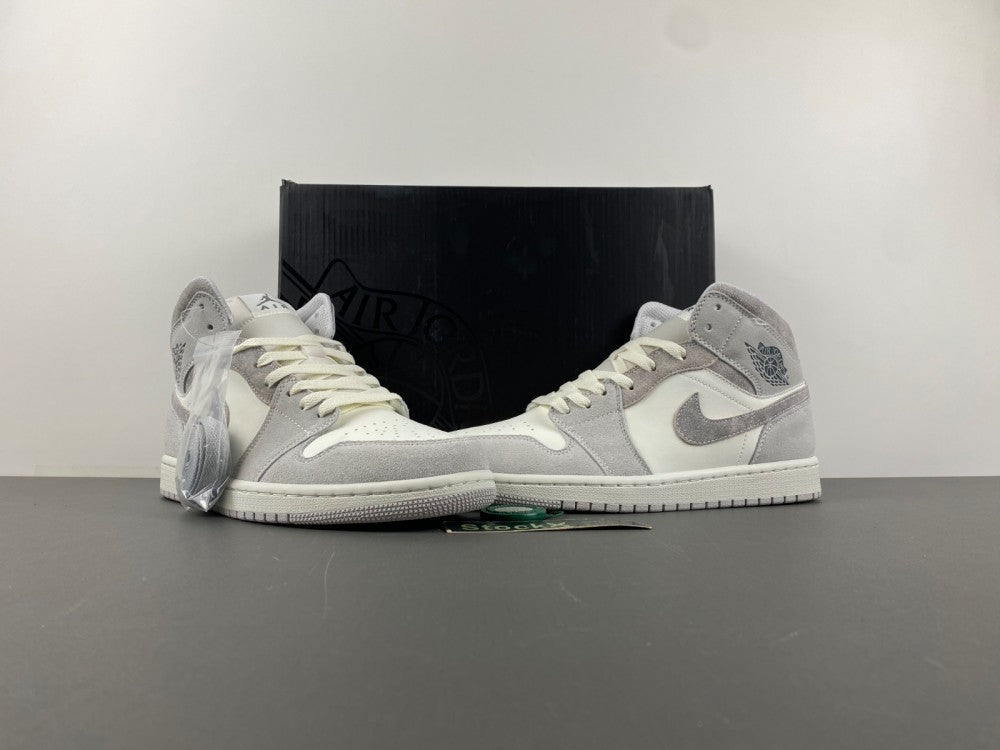 Mid Top Sneakers, White Gray Colorway, Lace Up Design, Casual Gift for Sneaker Fans