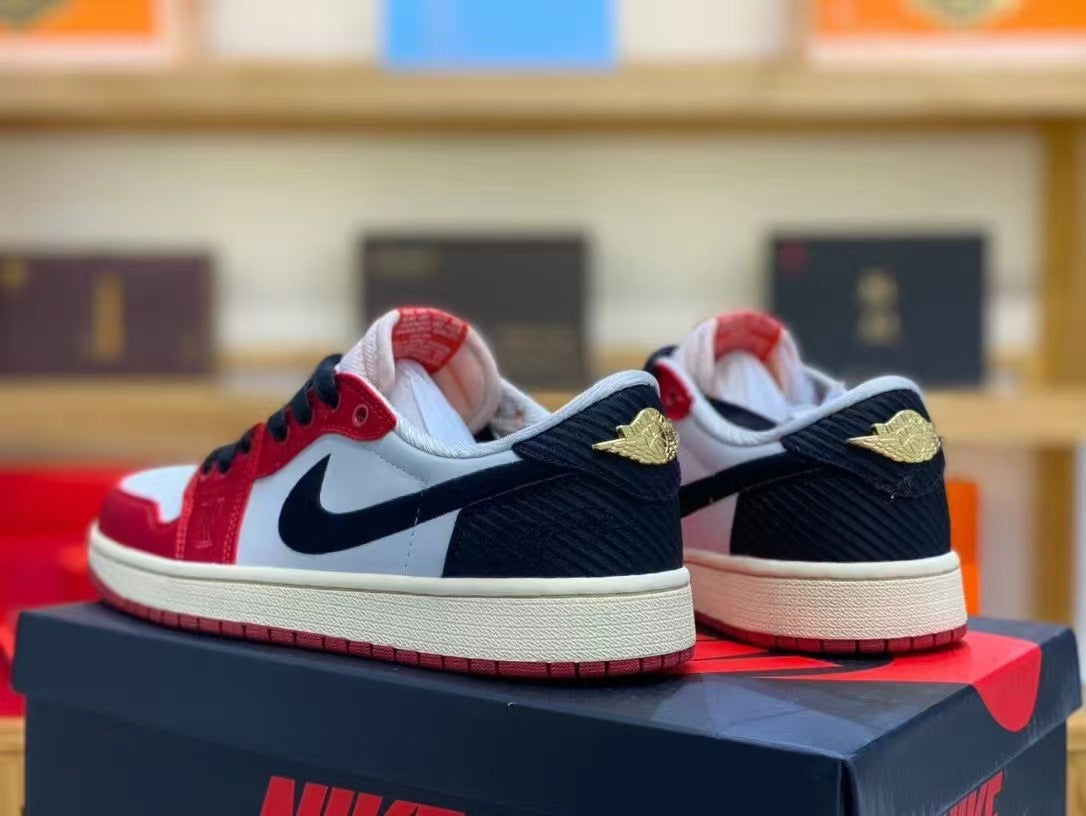 Low Top Sneakers, Red Navy White Colorway, Lace Up Design, Casual Gift for Sneaker Fans