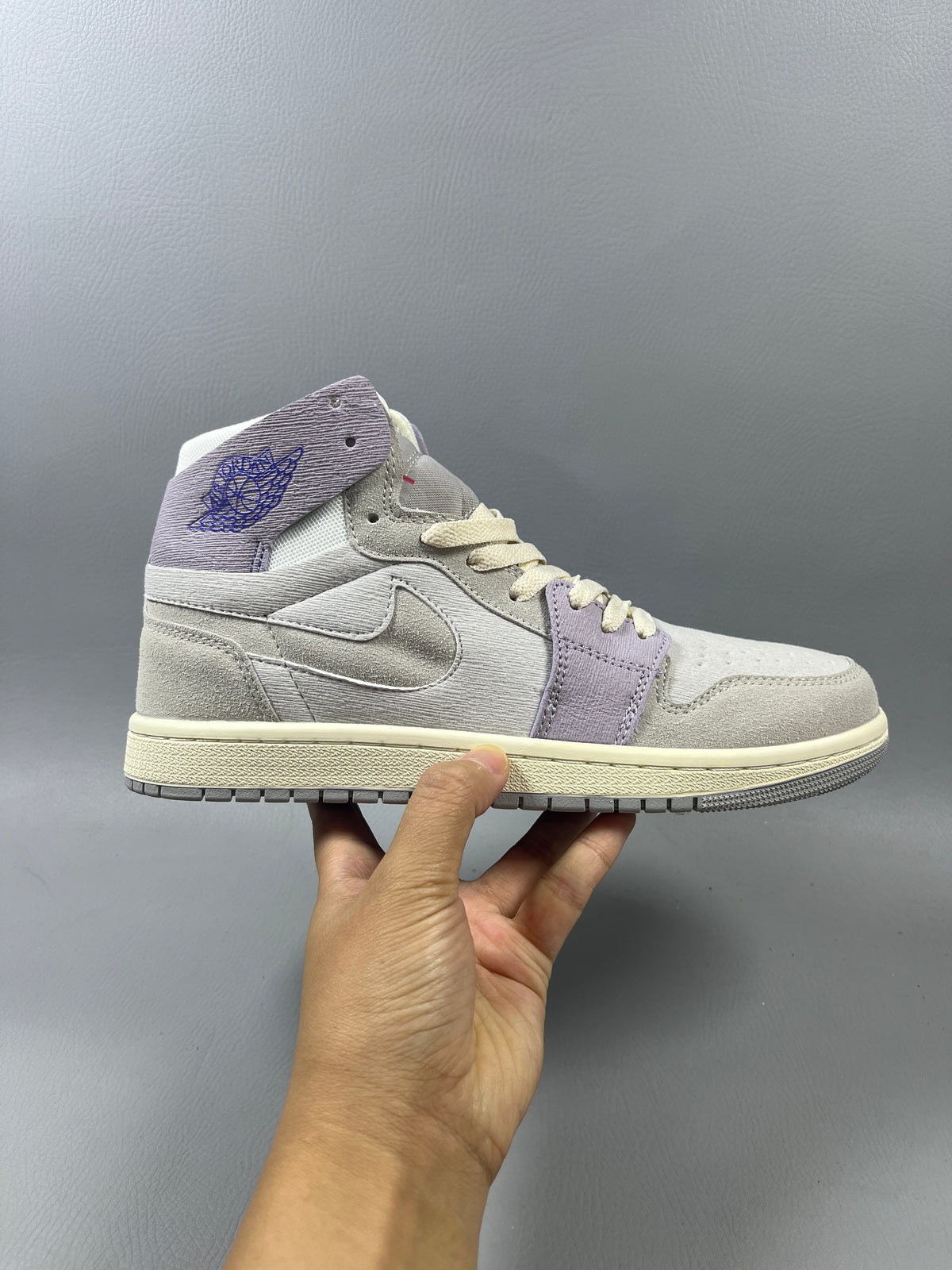 High Top Sneakers, Purple Gray Colorway, Lace Up Design, Casual Gift for Sneaker Fans