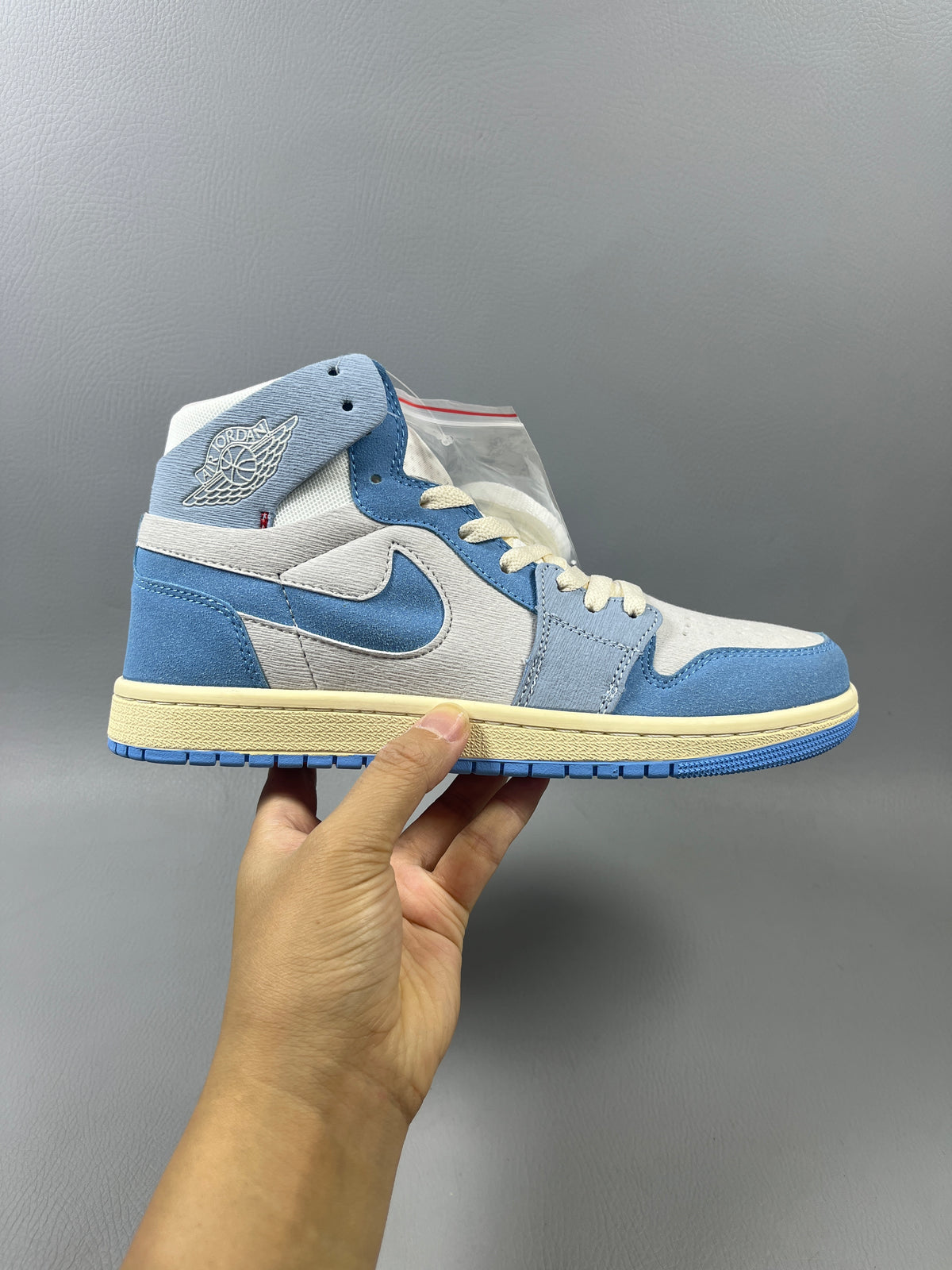 High Top Sneakers, Blue Gray Colorway, Lace Up Design, Casual Gift for Sneaker Fans