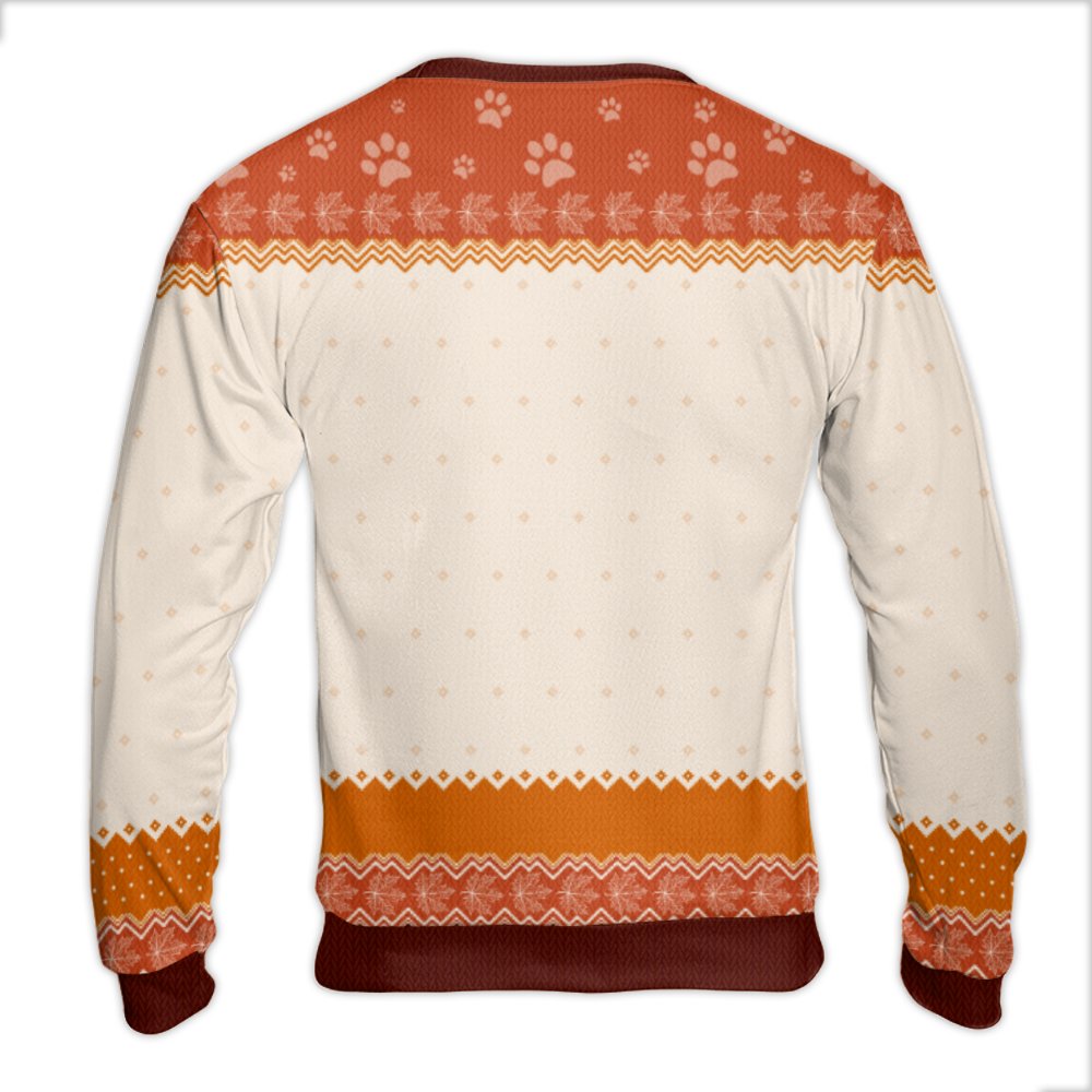 Autumn Paw Print Knit Fleece Pullover, Cat Mum Ugly Christmas Sweater, Festive Kitty Lover Holiday Sweatshirt, Cat Mom Presen