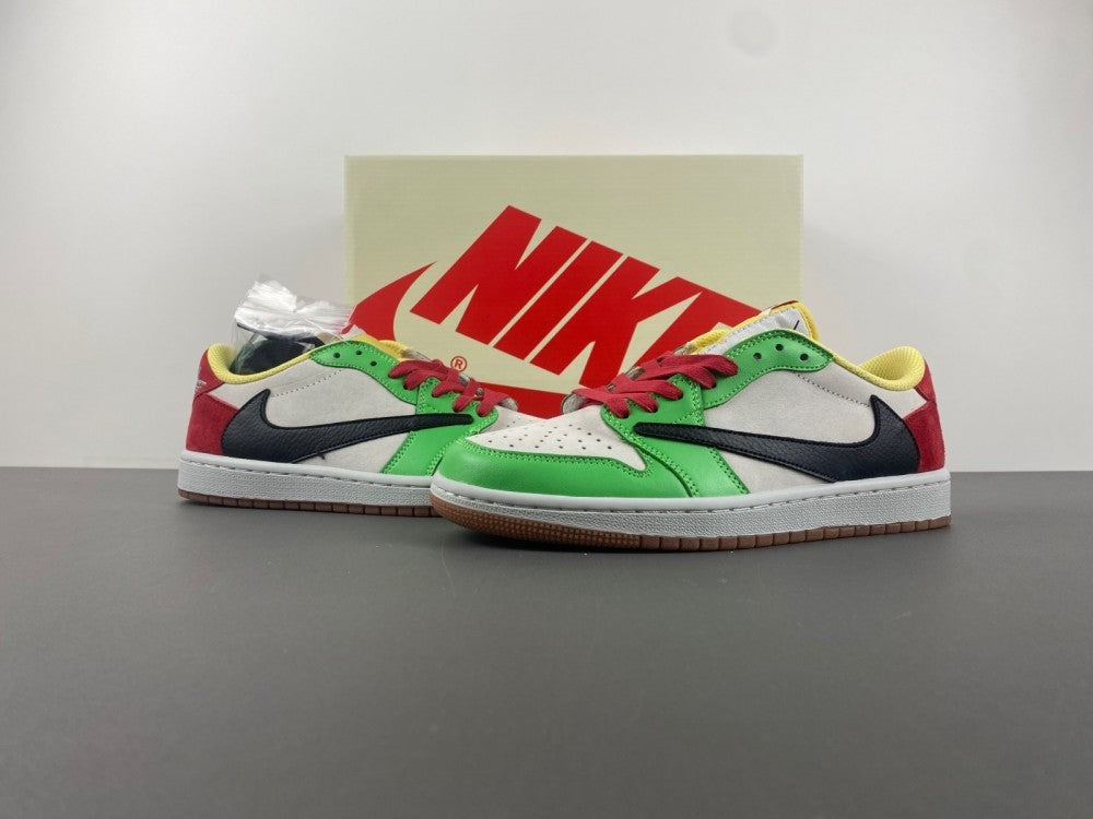 Low Top Sneakers, White Black Green Yellow Colorway, Reverse Hook Design, Lace Up Design, Casual Gift for Sneaker Fans