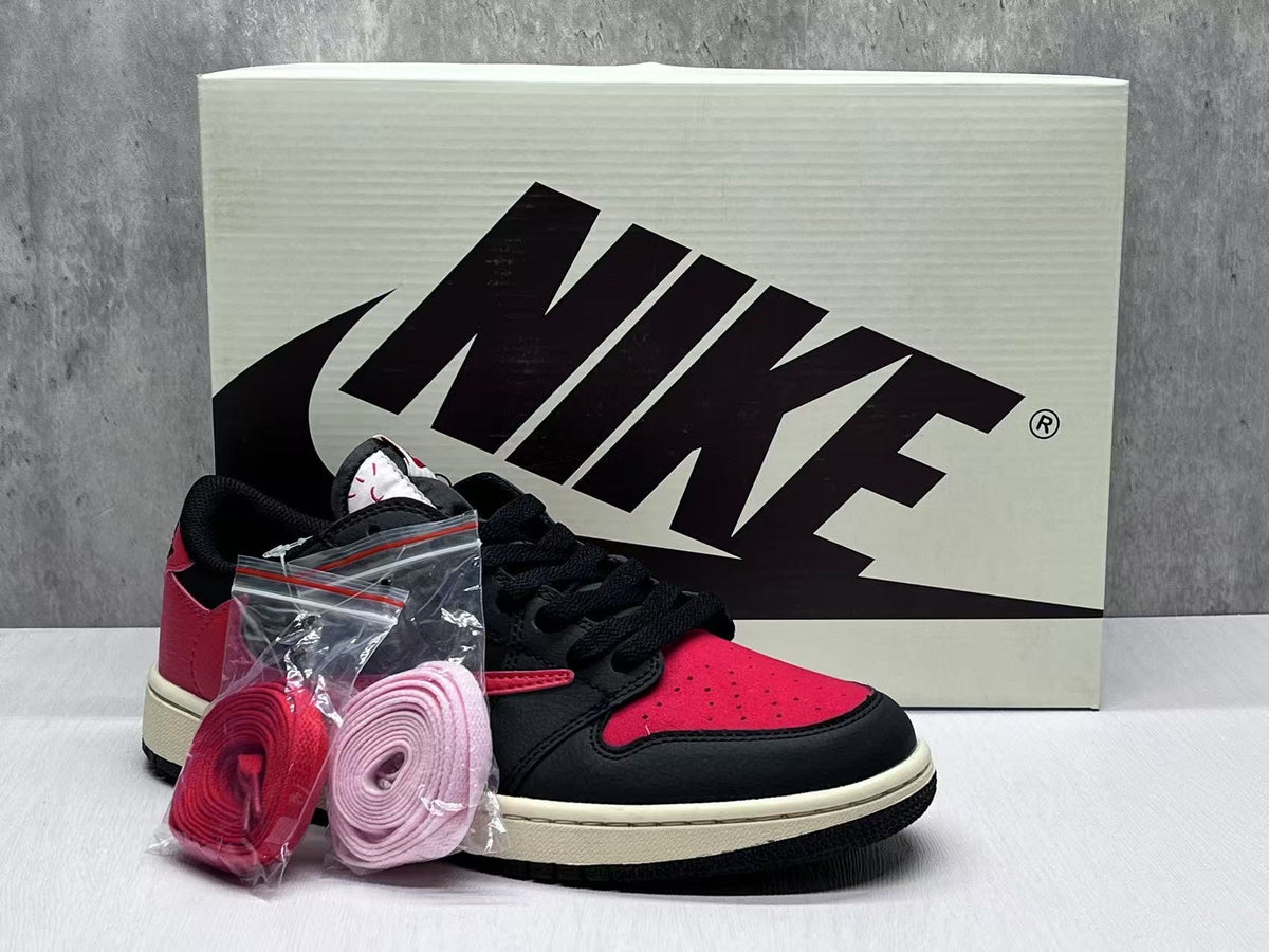 Low Top Sneakers, Black Red Colorway, Reverse Hook Design, Lace Up Design, Casual Gift for Sneaker Fans