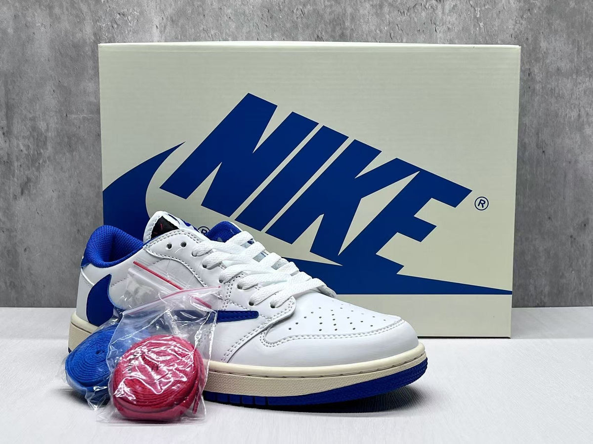 Low Top Sneakers, White Blue Colorway, Reverse Hook Design, Lace Up Design, Casual Gift for Sneaker Fans
