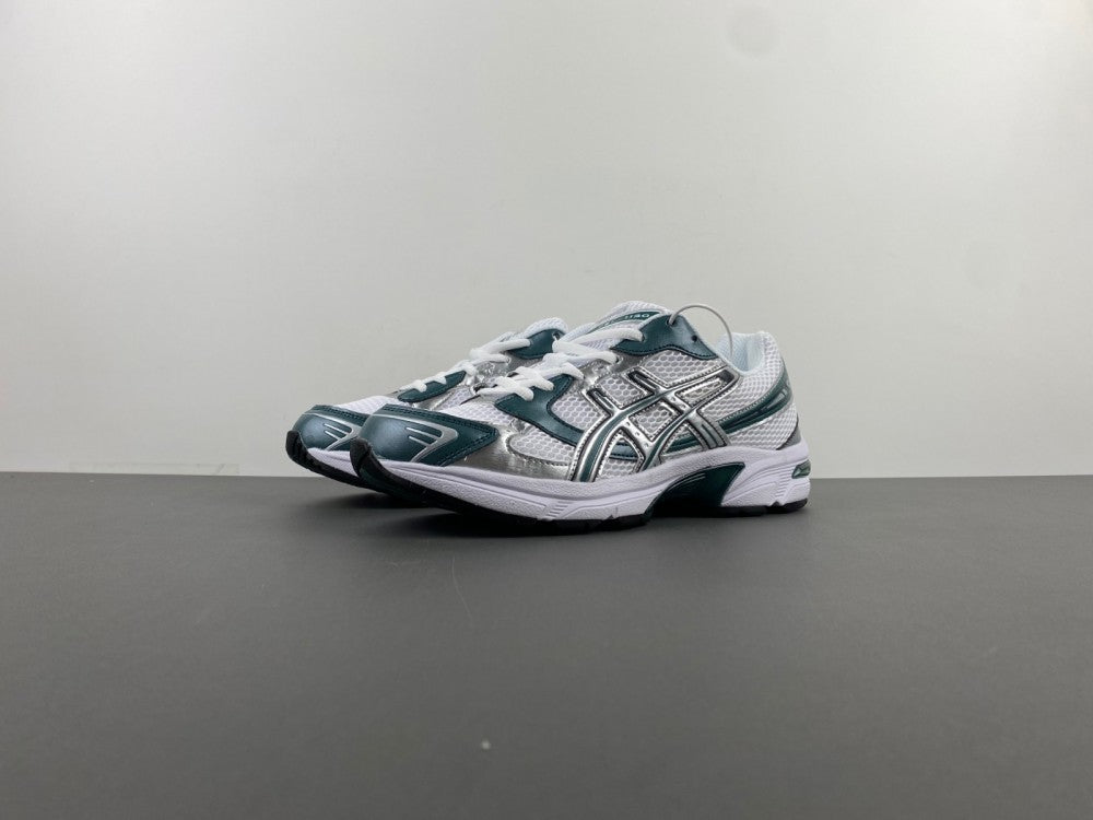 Low Top Sneakers, White Green Silver Colorway, Lace Up Design, Casual Gift for Sneaker Fans