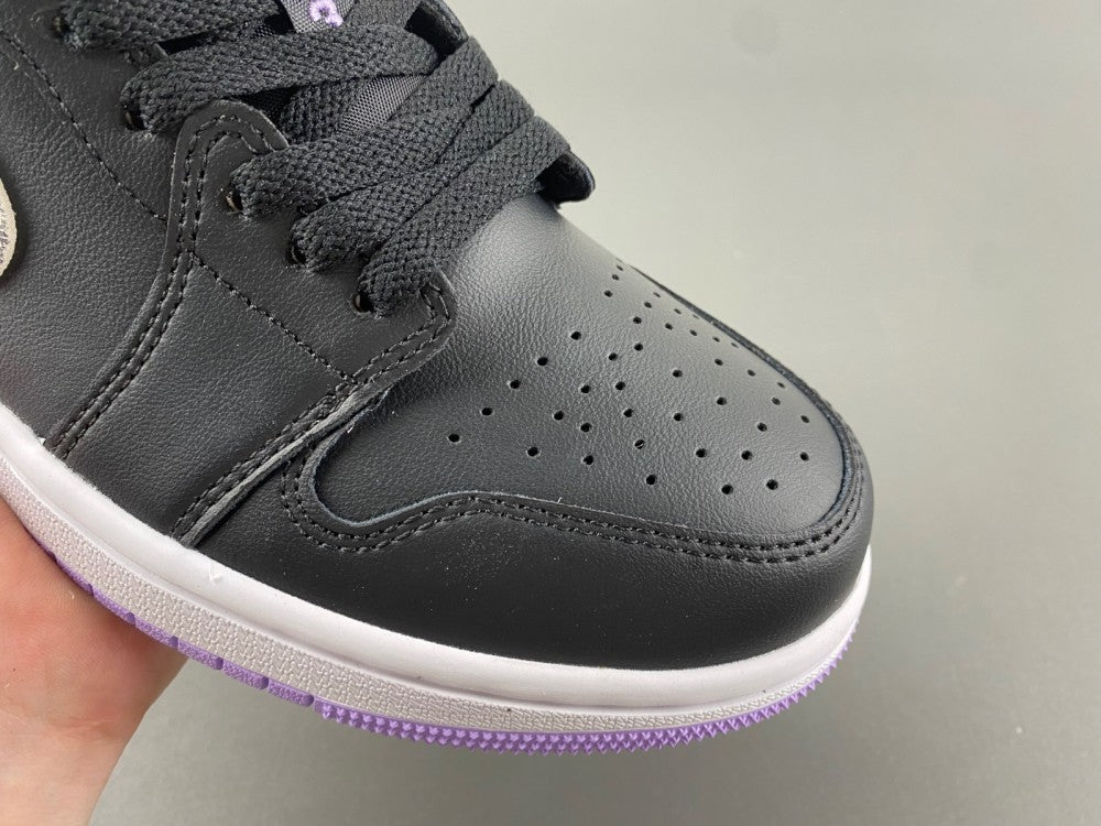 Retro Low Top Sneakers, Black Purple Colorway, Lace Up Design, Casual Gift for Sneaker Fans
