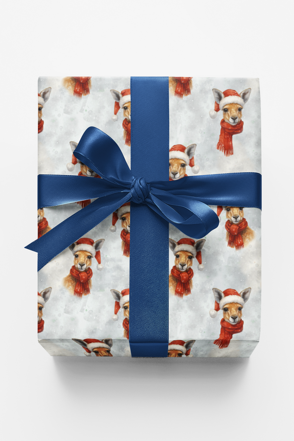 Santa Hat Animal Gift Wrap, Kangaroo Christmas Wrapping Paper, Adorable Red Scarf Kangaroo Wrapping Paper, Australian Holiday