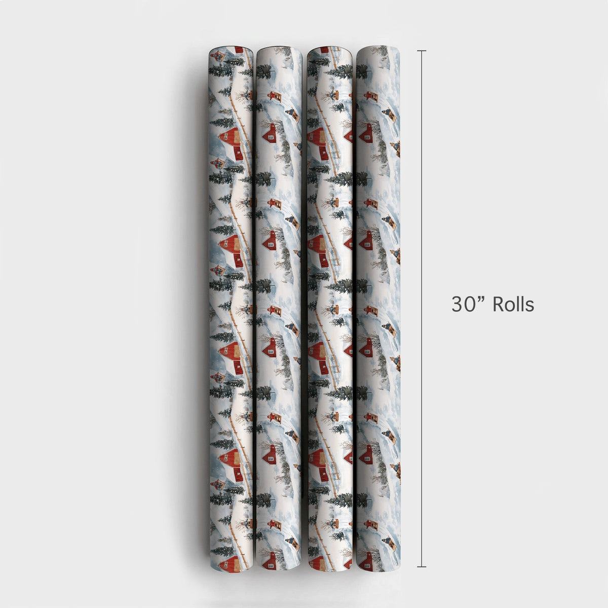Rustic Red Barn Christmas Gift Wrap, Winter Sledding Wrapping Paper, Country Snow Scene Wrapping Paper, Festive Holiday Prese