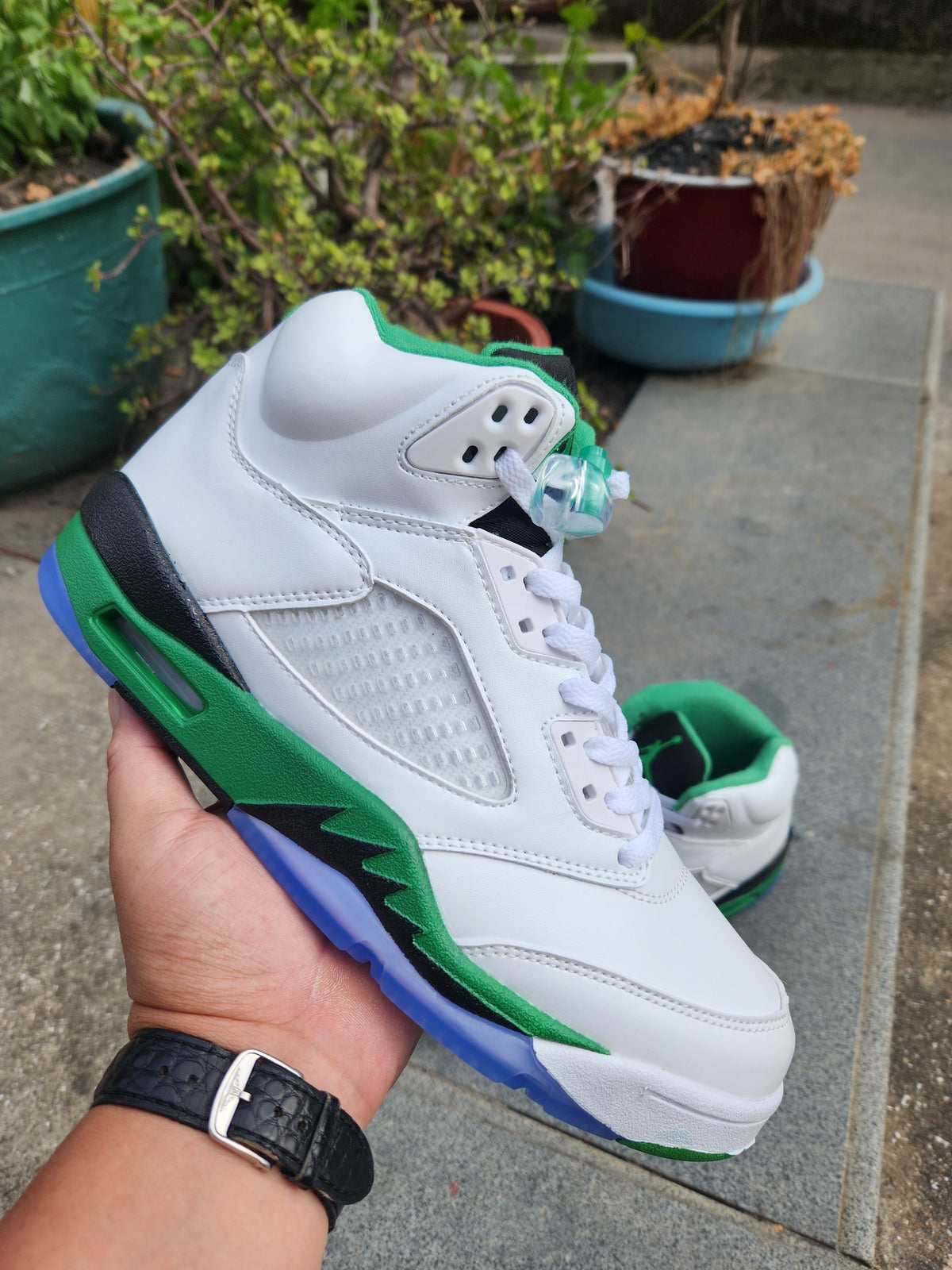 Sneakers, White Green Colorway, Lace Up Design, Casual Gift for Sneaker Fans