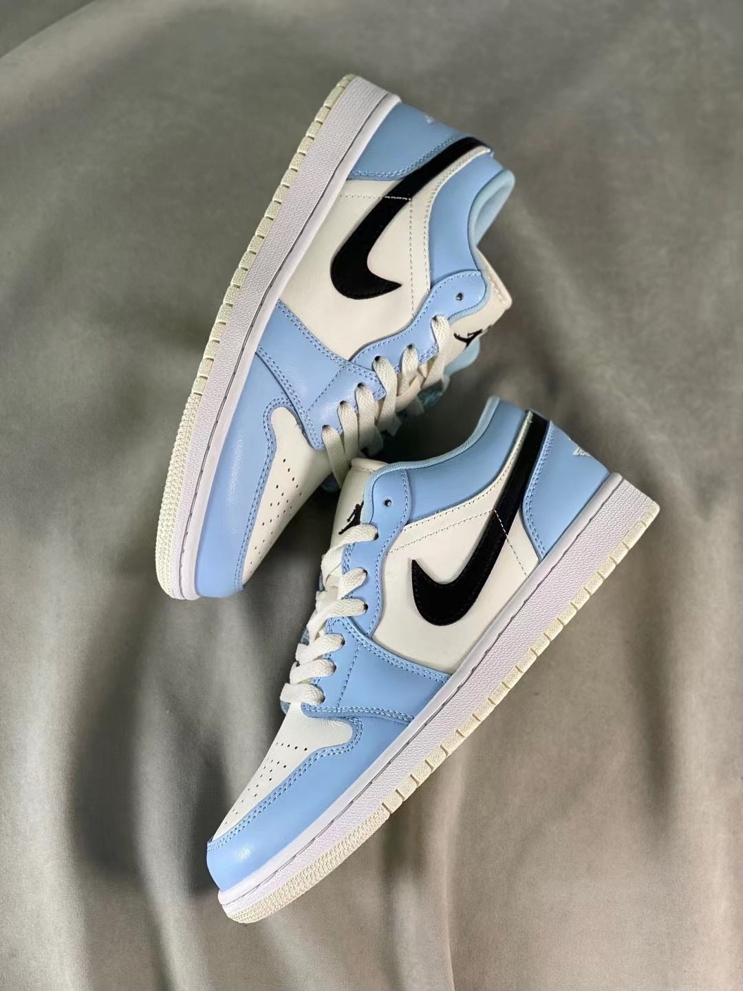 Low Top Sneakers, Blue White Colorway, Lace Up Design, Casual Gift for Sneaker Fans