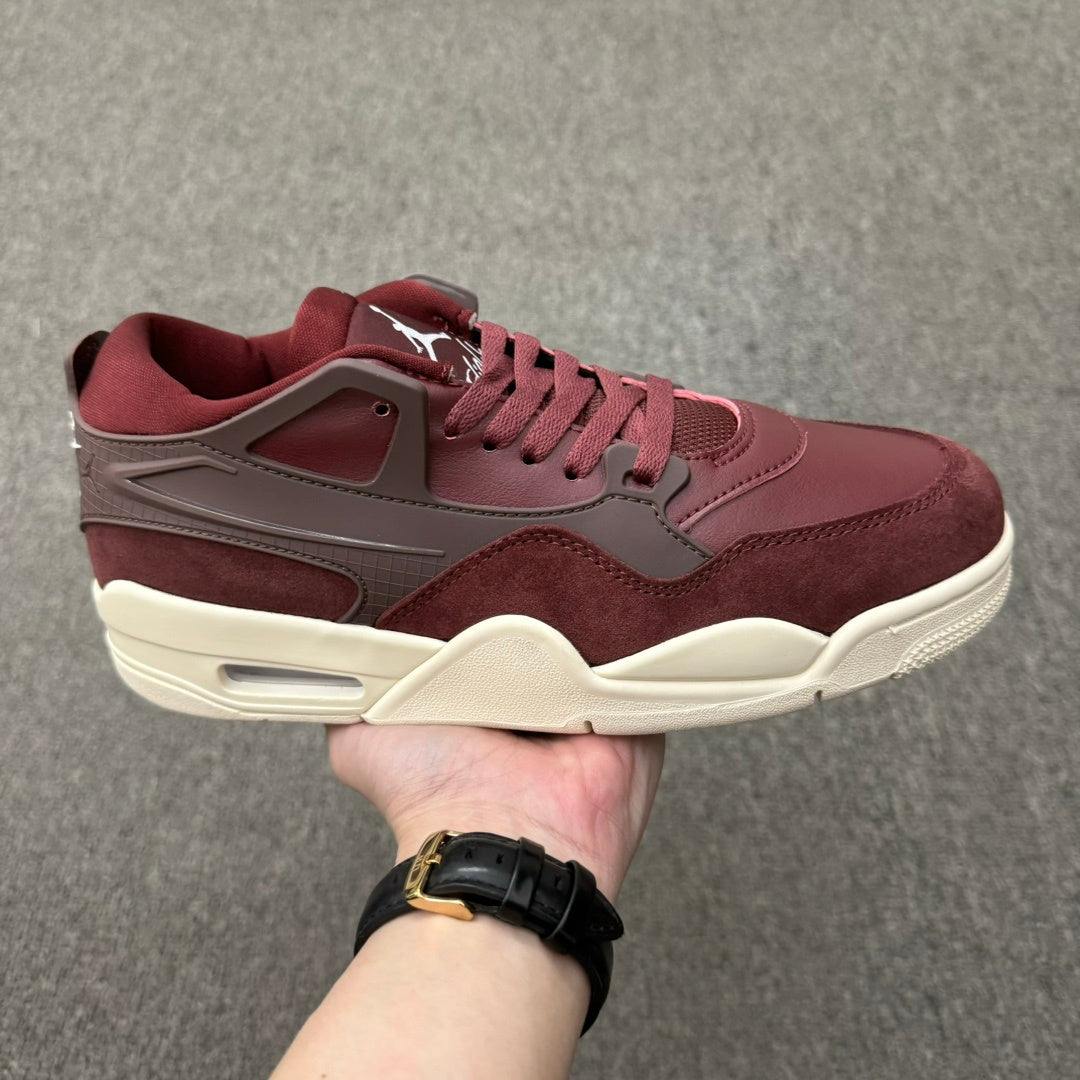 Low Top Basketball Shoes, Burgundy Brown Colorway, Lace Up Design, Casual Gift for Shoe Lovers