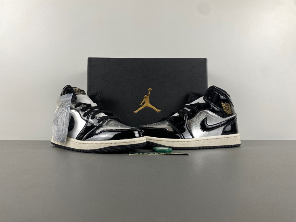 Mid Top Sneakers, Black Silver Gold Colorway, Lace Up Design, Casual Gift for Sneaker Fans
