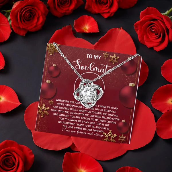 Rotating Rose Box Necklace, Soulmate Love Knot Necklace, Eternal Bond Knot Pendant, Romantic Christmas Soulmate Necklace, Hol