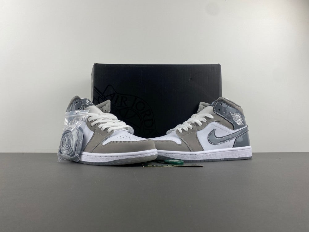 Mid Top Sneakers, White Gray Colorway, Lace Up Design, Casual Gift for Sneaker Fans