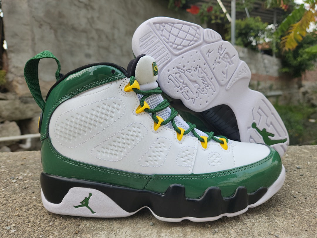High Top Sneakers, White Green Colorway, Lace Up Design, Casual Gift for Sneaker Fans