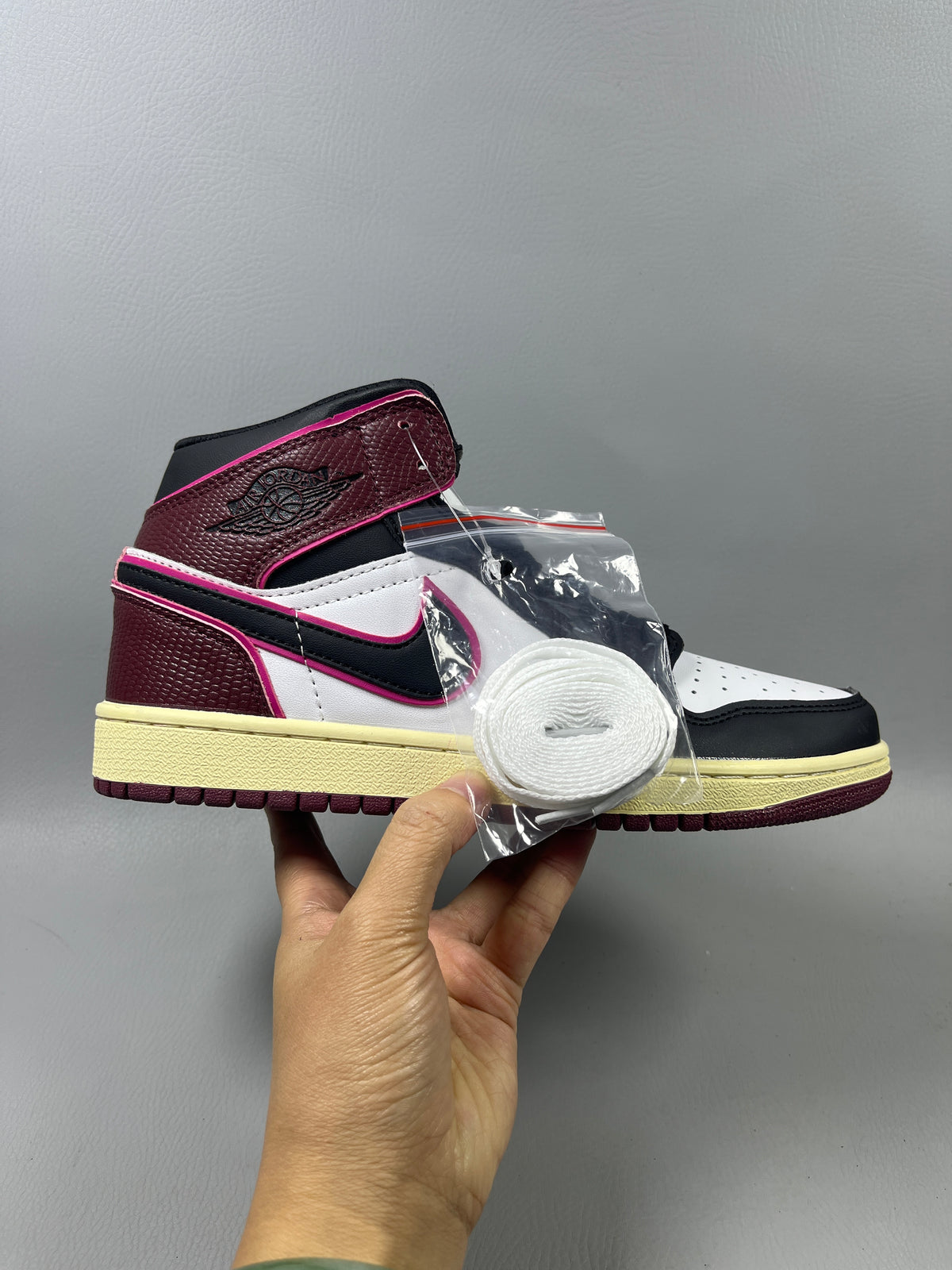 High Top Sneakers, White Black Brown Colorway, Lace Up Design, Casual Gift for Sneaker Fans