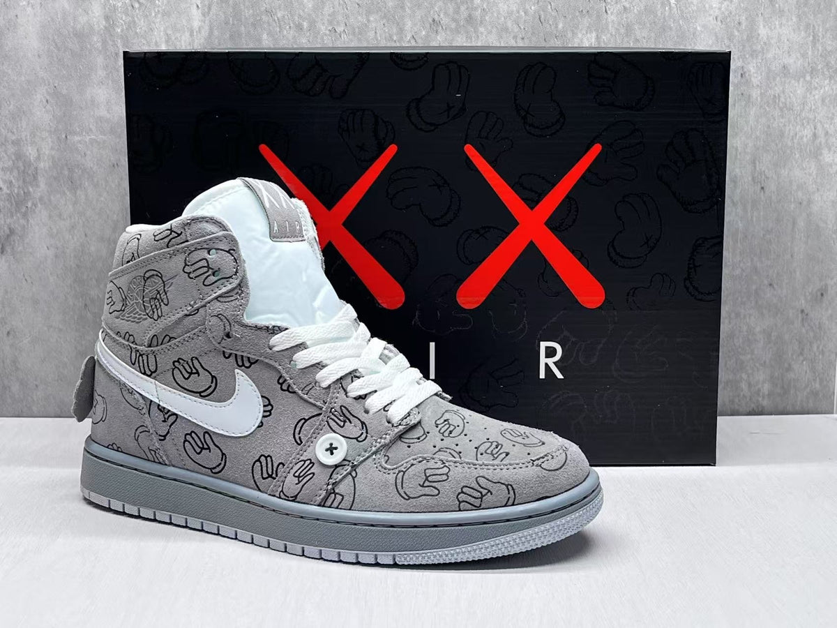 High Top Sneakers, Gray Colorway, Lace Up Design, Casual Gift for Sneaker Fans