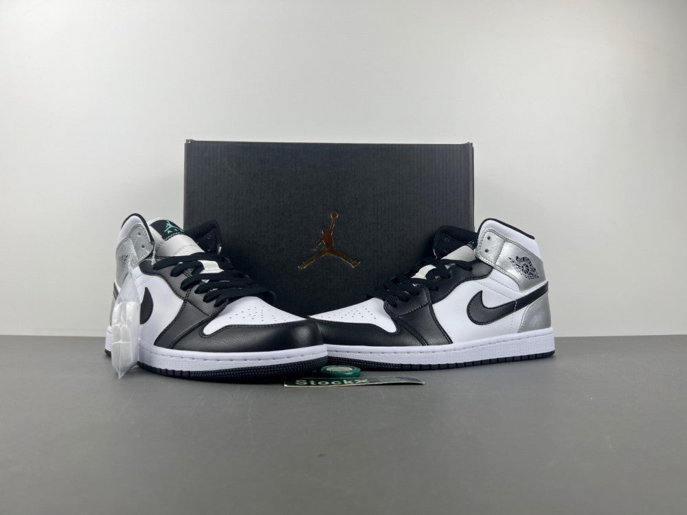 Mid Top Sneakers, White Black Silver Colorway, Lace Up Design, Casual Gift for Sneaker Fans