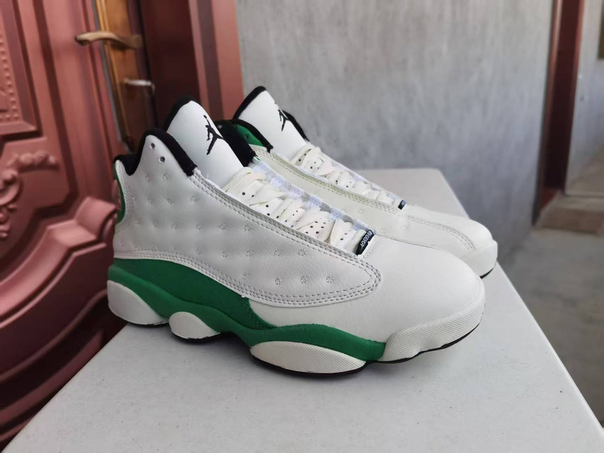 Mid Top Sneakers, White Green Colorway, Lace Up Design, Casual Gift for Sneaker Fans