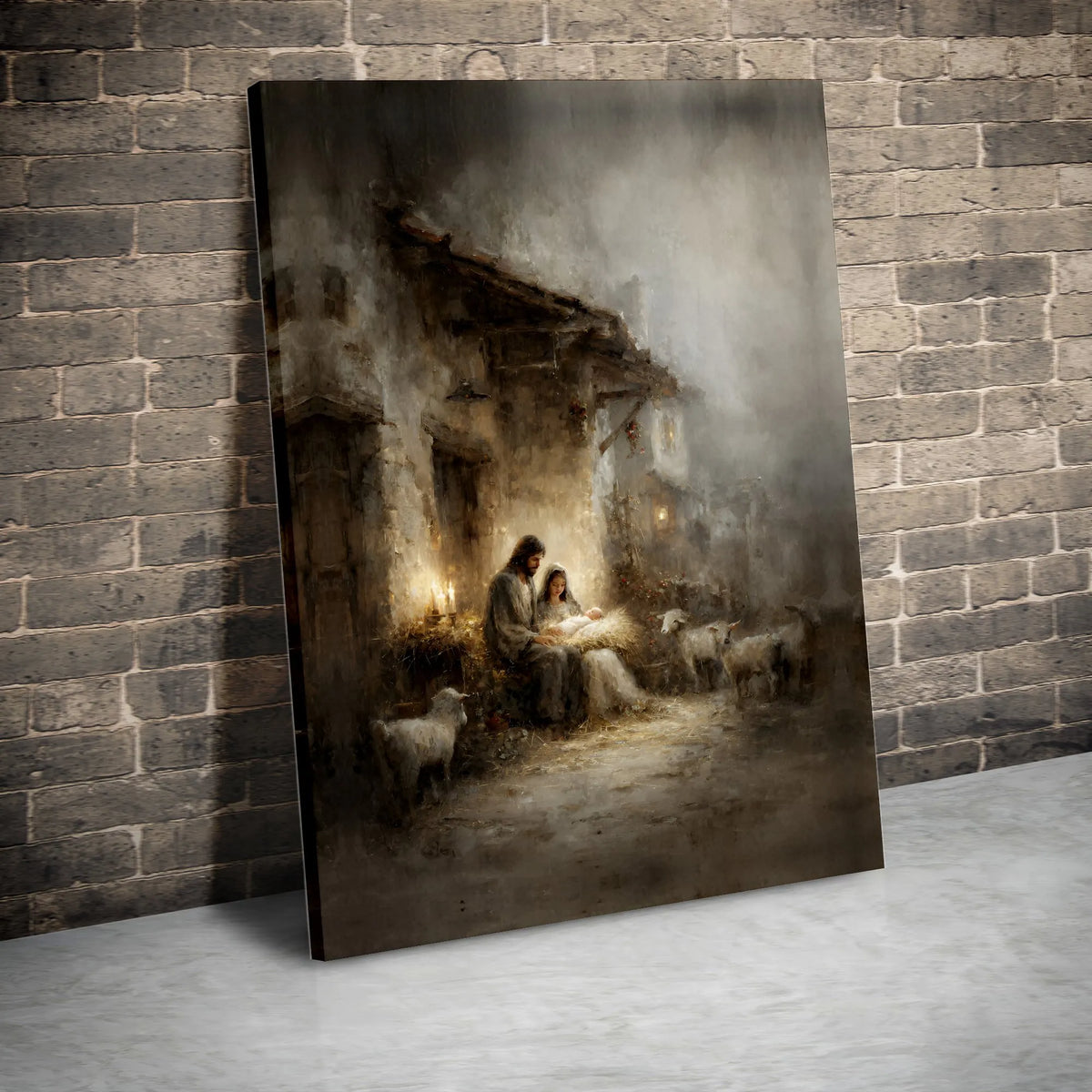 Birth of Jesus Canvas Print, Nativity Scene Canvas Wall Art, Holy Family Religious Wall Decor, Christian Christmas Canvas, Ho