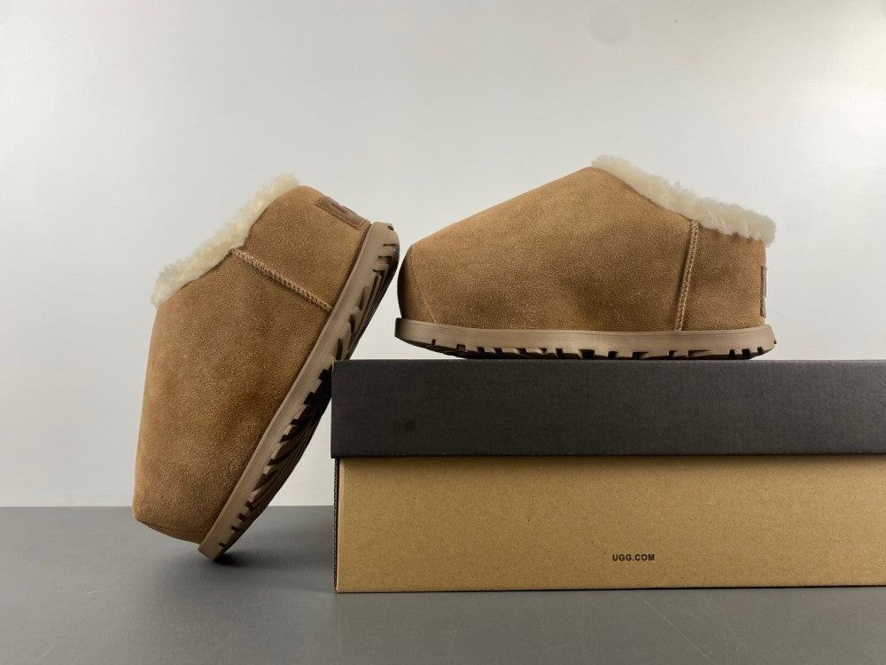Slides, Brown Colorway, Slip On Design, Wool Detail, Casual Gift for Shoe Lovers